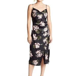 Re:Named Black Floral Midi Dress Size M
